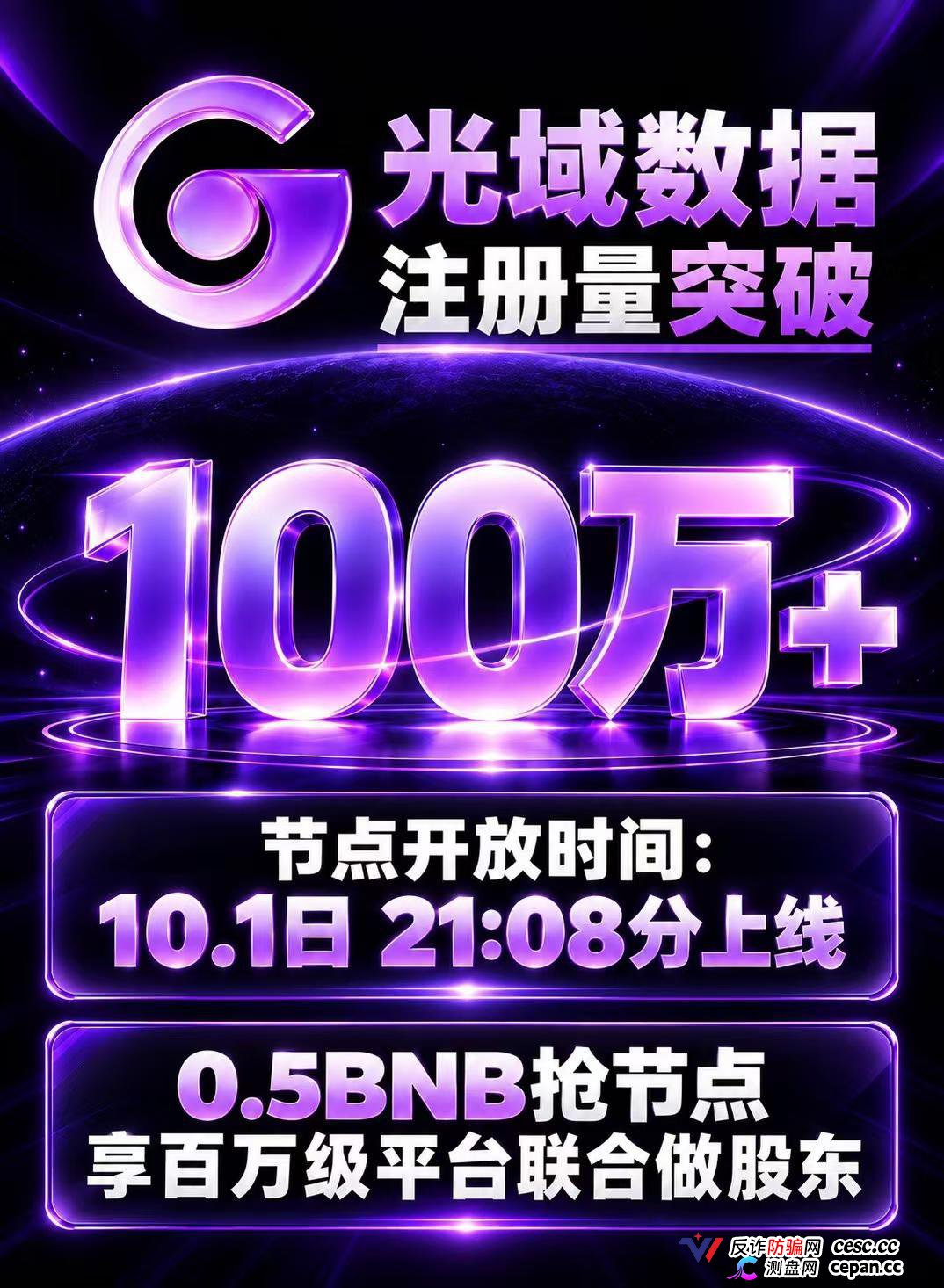 紧急预警｜“光域数据GOD”：质押0.5BNB抢节点，提现扣5%BNB+5%GOD，拿回来的是空气币